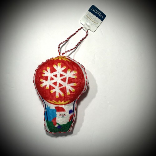 SANTA IN HOT AIR BALLOON ORNAMENT plush burlap snowflake christmas tree decor - Imagen 4 de 4