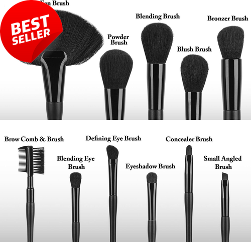 11 Pcs Makeup Brush Set Premium Synthetic Foundation Powder Concealers Eyeshadow - Picture 2 of 12