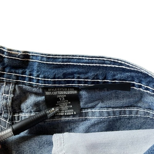 No Boundaries Denim Cargo Shorts Pockets High Waist Blue Jean Shorts L - Picture 8 of 9