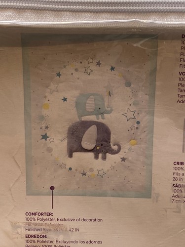 NIP Parent's Choice Nursery Set Elephant Neutral Animals 3pc Crib Bedding Set - Picture 4 of 7