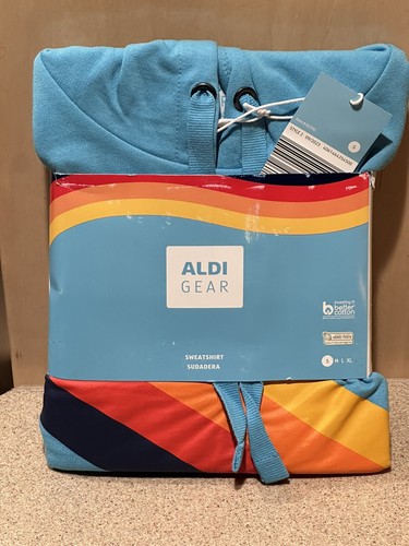 2023 Aldi Gear Light Blue/Rainbow Hooded Sweatshirt Size Small - NEW - Picture 2 of 5