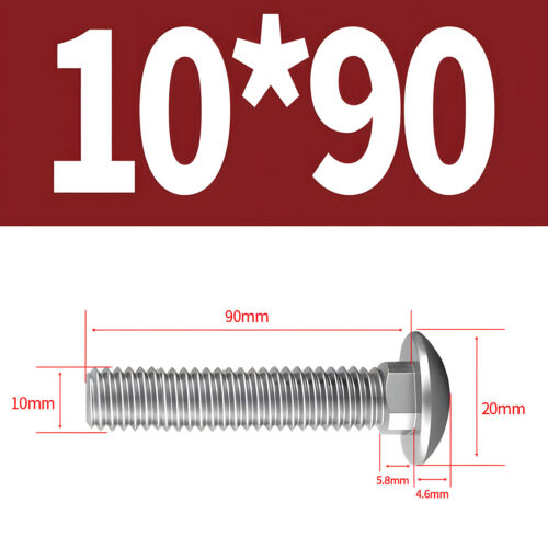 Tornillos de bloqueo de acero inoxidable M10 DIN 603 A2 tornillos planos redondos acero plano M10x - Imagen 15 de 16