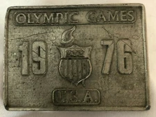 Vintage 1976 USA Olympics Belt Buckle Montreal Innsbruck by Bergamot Brass Works