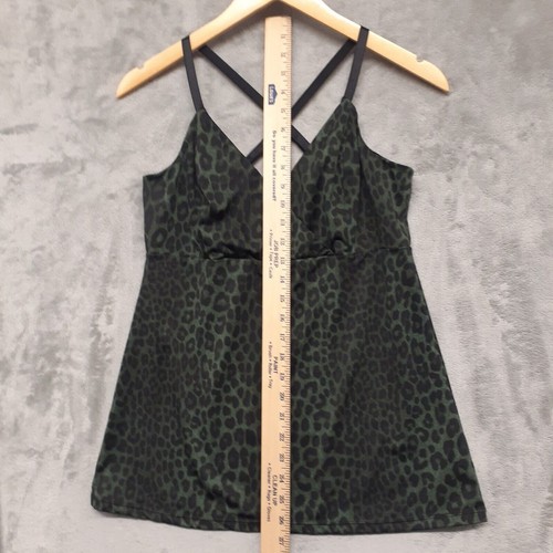 Michael Kors Tankini Tank Top Green Animal Leopard Print Size L - Picture 2 of 9