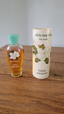 Vintage White Magnolia Helena Rubinstein Perfume 2 oz And Powder Lot Vanity Set