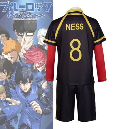 Blue Lock Cosplay Munchen Red Uniform Ness Kaiser Isagi Kurona T-shirt Suit Gift - Picture 3 of 11
