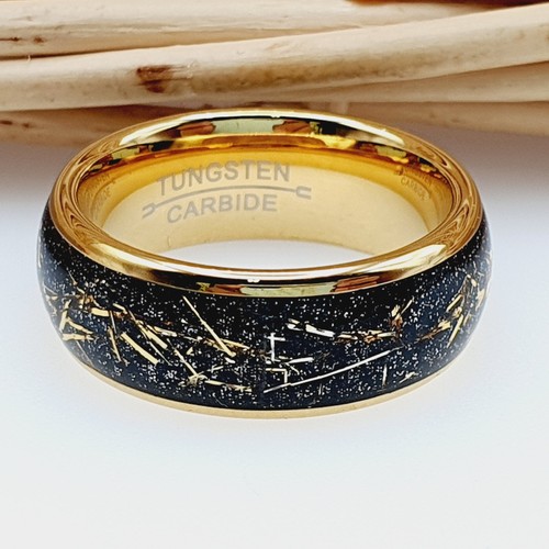 Paar Verlobungsring, Gold Meteorit Band, Herren und Damen Ring - Bild 5 von 8