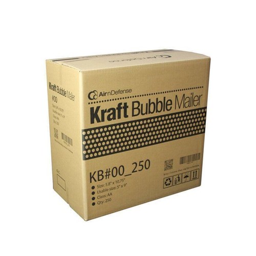 #00 5x10 Kraft Bubble Padded Envelopes Mailers Yellow Shipping Bags AirnDefense - Picture 7 of 7