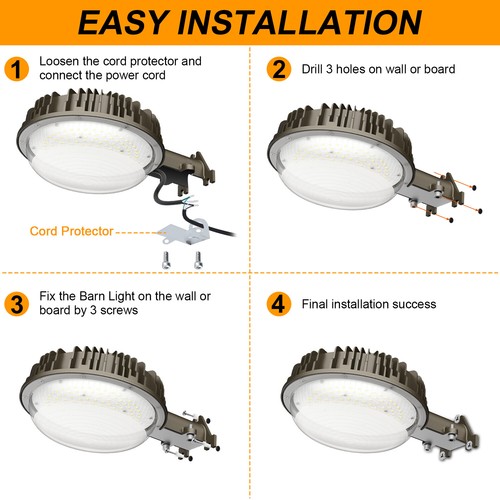 120W LED Barn Light Dusk to Dawn Outdoor Yard Security Lighting 5000K Daylight - Picture 5 of 12