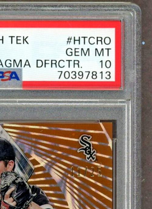 2016 Topps High Tek Orange Magma DFRCTR Carlos Rodon /25 Auto PSA 10 Pop 1 view 3