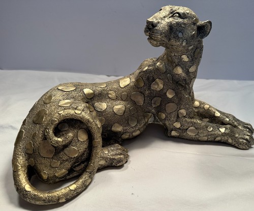 Jaguar Harz Skulptur Goldenes Wildtier 12 x 3 Zoll - Bild 1 von 5