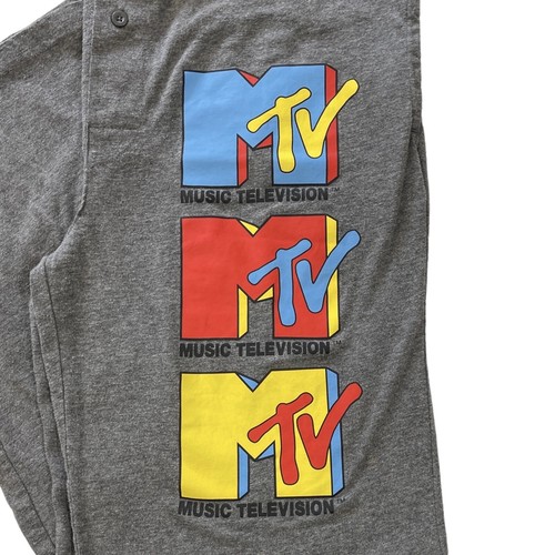VIACOM MTV Grey Lounge Jogger PJ Pants Mens Large Color Block Logo 80s 90s Video - Picture 4 of 12
