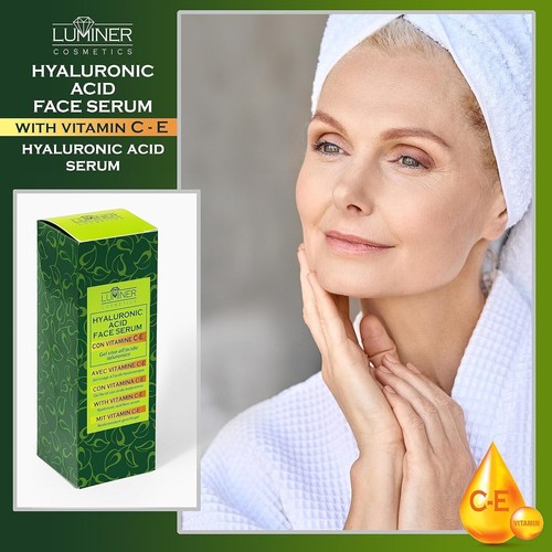 Face Serum with Hyaluronic Acid, Natural Anti-Wrinkle Formula 100 ml Vitamin C-E - Foto 7 di 7
