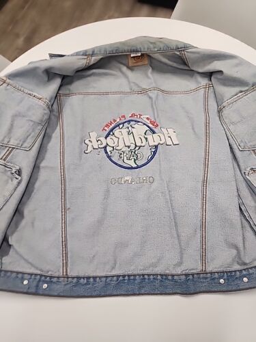 Vintage Hard Rock Cafe Orlando Jean Jacket Embroidered Save The Planet 90s XXL - Picture 7 of 7