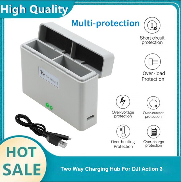 USB Battery Charger Two Way Charging Hub Butler For DJI Action 3 Drone FS USB Battery Charger Two Way Charging Hub Butler For DJI Action 3 Drone FS
