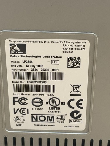 Zebra LP2844 Direct Thermal Label Printer Only/ JUA1931 - Picture 5 of 6