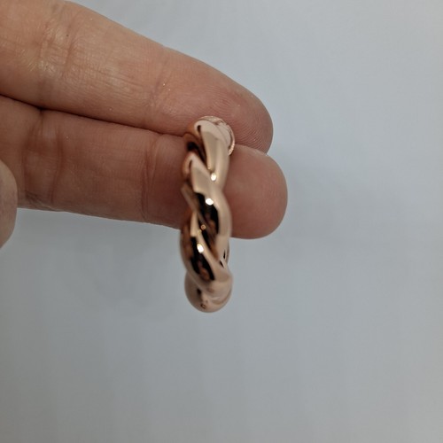 Earrings Twisted Hoops Rose Gold Thick - Picture 3 of 4