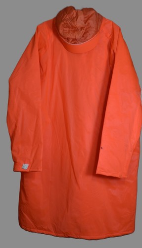NWT Long Lightweight Hooded w/bill Quilted Rain Parka Jacket Coat Orange XL (42) - Picture 3 of 9