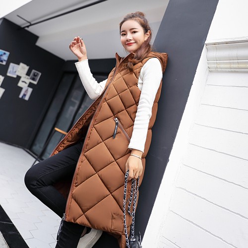 Womens Hooded Loose Vest Winter Sleeveless Jacket Cotton Down Padded Waistcoat - Imagen 11 de 13