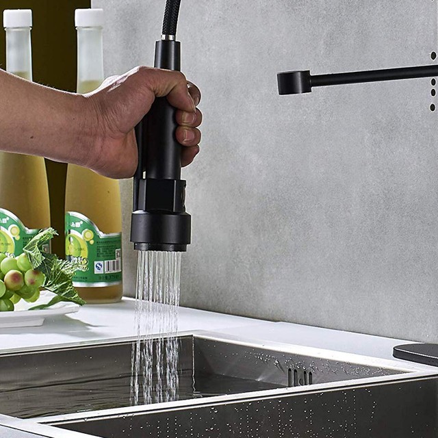 Hotis Kitchen Sink Faucet Stainless Steel Pull Out Sprayer With 10