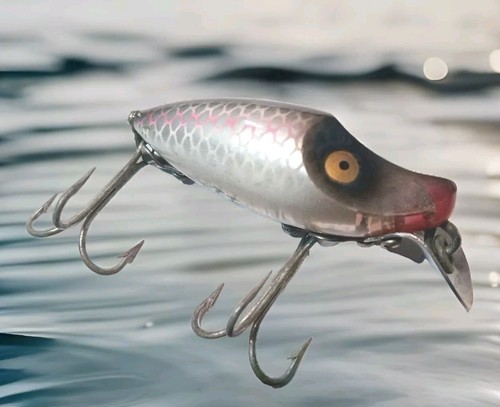 Vintage Heddon River Runt Spook Sinker Grey/Hot Pink Scale Two Piece Rare Gold Eyes - Bild 4 von 5