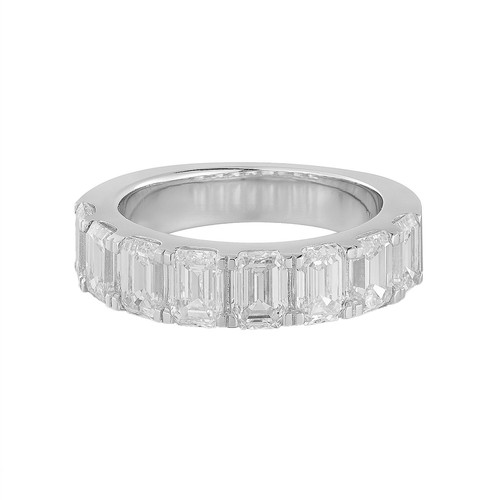 3.401CTW 14K White Gold Emerald Cut Lab Grown Diamond Band MZ11992
