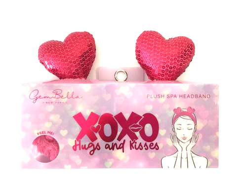 Gem Bella Girl's Spa Headband Pink / Red Plush w/ Sequined Hearts NEW - Picture 12 of 17