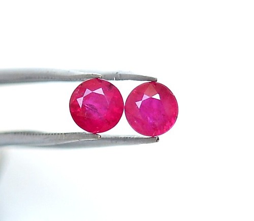 5 mm Certified Natural Ruby Round Pair 1.57 Cts Mozambique Loose Gemstones - Picture 2 of 7