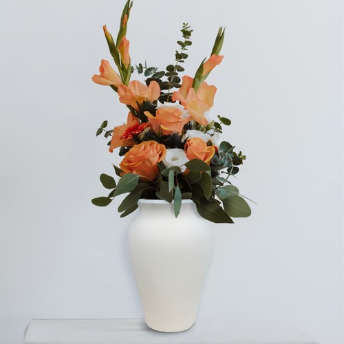 Ceramic White Vase Home Decor 9 Inch Ceramic Flower Vase Wide Mouth Pottery V... - Picture 2 of 6