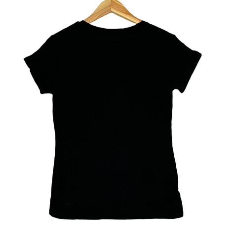 T-shirt pullover nera Hippie Rose Junior manica corta elastica collo rotondo M - Foto 2 di 2