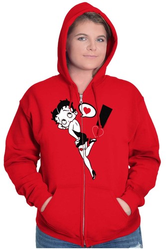 Betty Boop Vintage Retro Cartoon Heart Love Womens Zip Hooded Sweatshirt Hoodie - Bild 4 von 8
