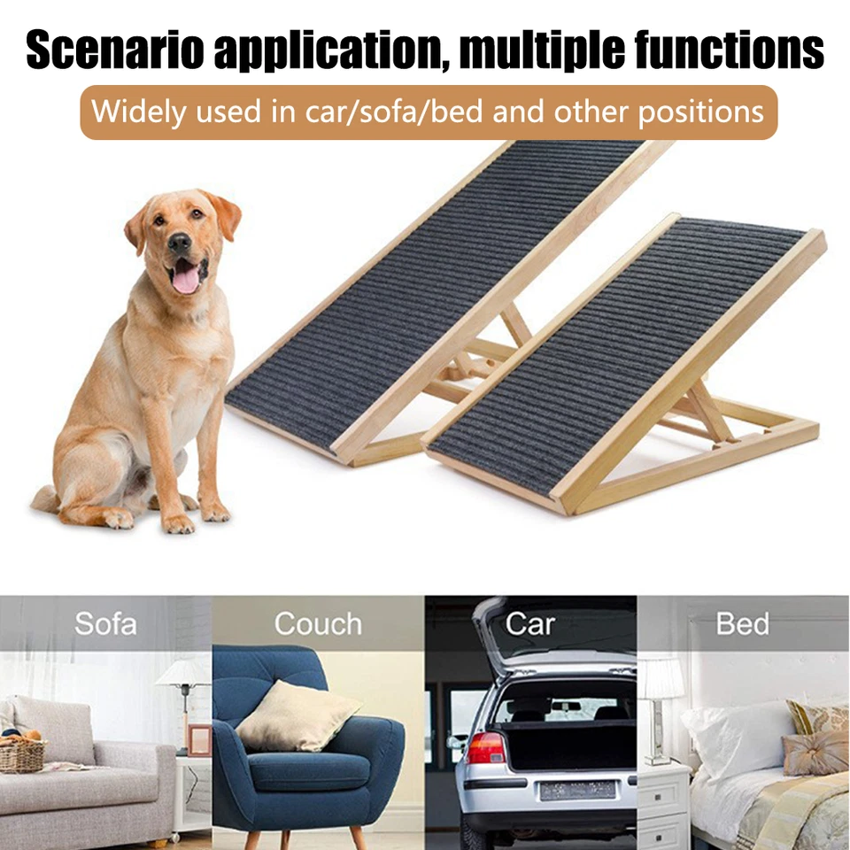Foldable Dog Pet Ramp Adjustable Height Dogs Stairs for Bed Sofa Car 70cm/100cm - image 4 of 4