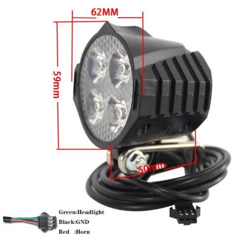 3 in 1 Headlight Front Tail Light Led Lamp Horn for Bicycle E-Bike Electric USA - Picture 4 of 12