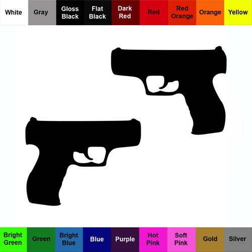 Pistol Decal - 2 Pack of Modern Handgun Stickers - Picture 2 of 3