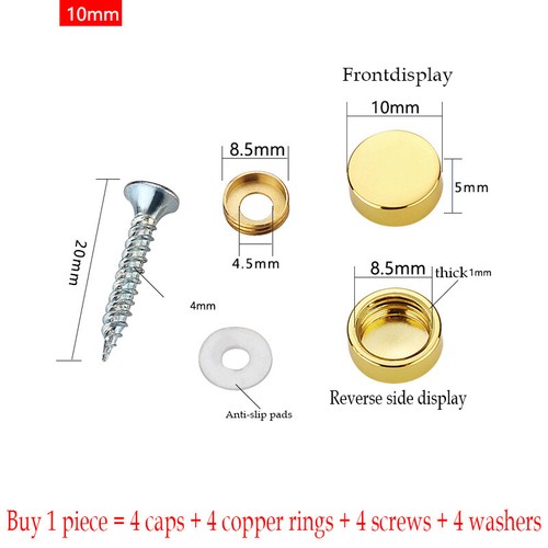 Mirror Nails Advertisement Decorative 10mm-25mm Pure Copper Screw Caps 4 Colors - Picture 25 of 36