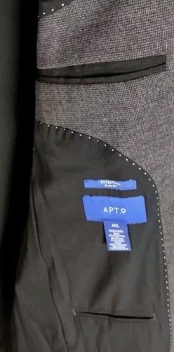 APT9 Men Essential Slim Fit 2 Button Dark Gray Suit Jackets 40L MSRP $200 SOFT - Picture 6 of 8