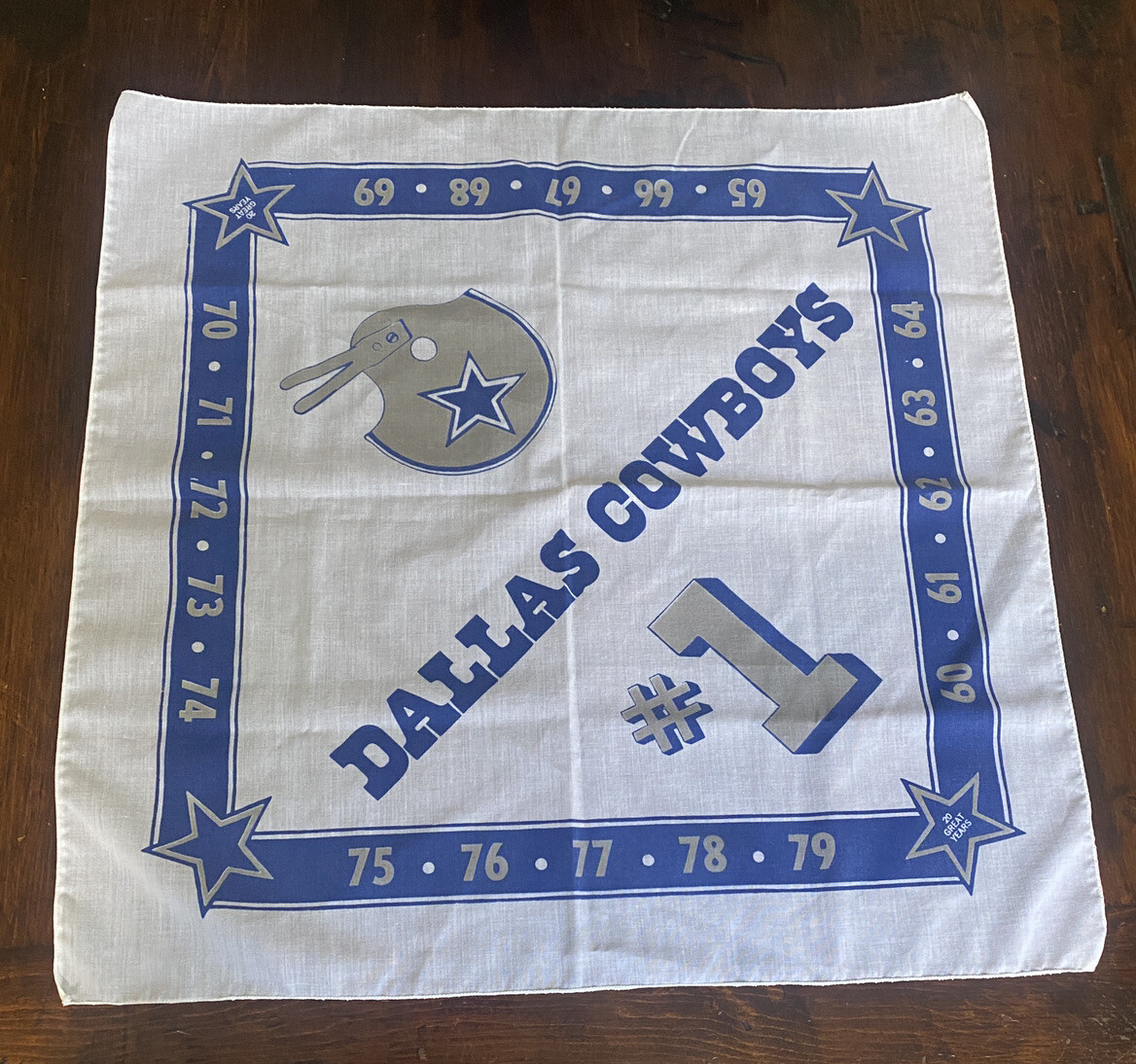 Vintage Dallas Cowboys Handkerchief Bandana 20 Great Years #1 NFL 1960-79 Vintage Dallas Cowboys Handkerchief Bandana 20 Great Years #1 NFL 1960-79