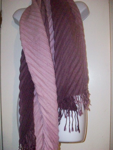 Purple Ombre Pleated Fabric Scarf Large 25” x 64  - Picture 1 of 4