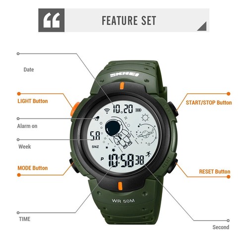 SKMEI Men Sport Watches Fashion Dial Stopwatch Students Boys Digital Wristwatch - Picture 6 of 16