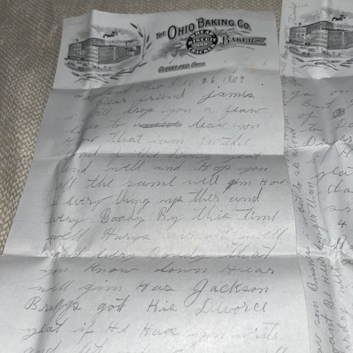 Antique 1909 Letter on Ohio Baking Company Letterhead: Cleveland OH Bread Bakers - Picture 2 of 5