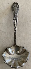 Antique Victorian Art Nouveau grapes Sterling Silver Jam Ladle Or Sugar Spoon