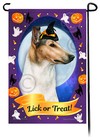 Halloween Garden Flag - Sable and White Smooth Collie