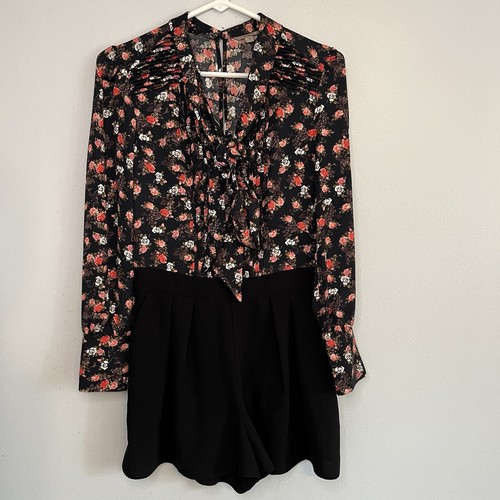 GUESS Women's Scarlett Ditsy Floral Print Bowtie Romper Jumpsuit Sz 4 Y2K - Picture 2 of 20