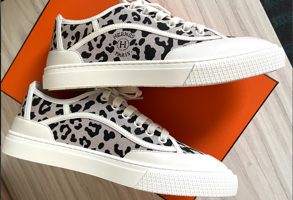 【お洒落♪】HERMES スニーカー ゲット / Prunoir / Blanc NEW HERMES Prunoir Blanc Get Women Sneaker Size 38 EU Black