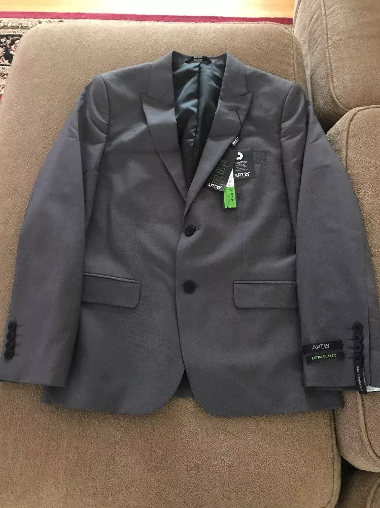New Men s Size 40 Short Extra Slim Fit APT. 9 Grey Lined Jacket