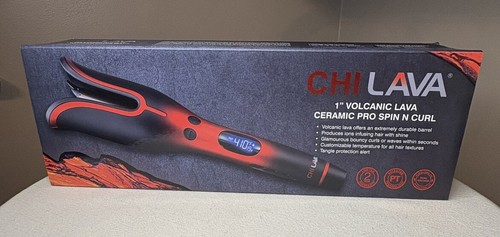 NIB NEW IN BOX CHI Lava 1" Volcanic Lava Pro Spin N Curl BLACK/RED Heated Curler - Picture 1 of 7