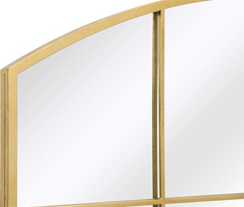 Wide Window Pane Mirror, 42x28 Inches Large Farmhouse Arched 28"L x 42"W Gold - Picture 5 of 7