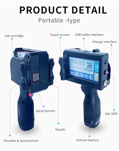 Handheld Inkjet Printer 600DPI Date Word QR Code label Barcode Logo Printing AU - Picture 4 of 14