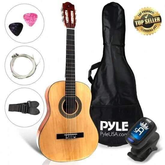Pyle PGACLS30 Junior 30 6 String Classic Guitar w Digital Tuner Accessories