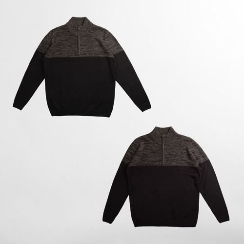 Kensington Eastside Mens Zip Neck Jumper Lansallos 1A11113 - Picture 1 of 8